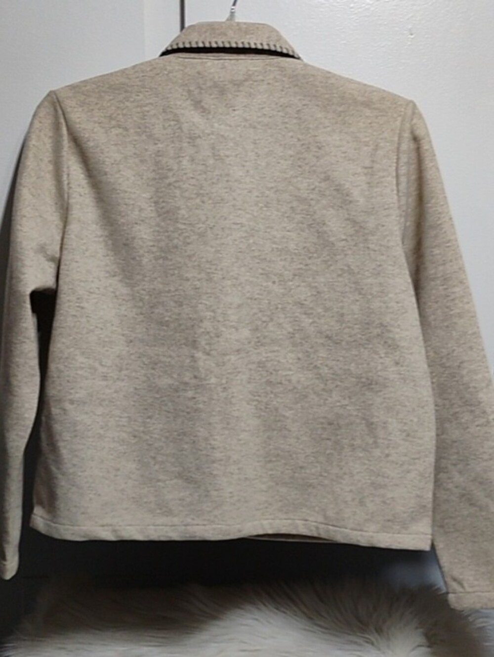 New beachlunchlounge Tali Oatmeal Heather Jacket W Whipstitch Trim (C-23) - Picture 2 of 8